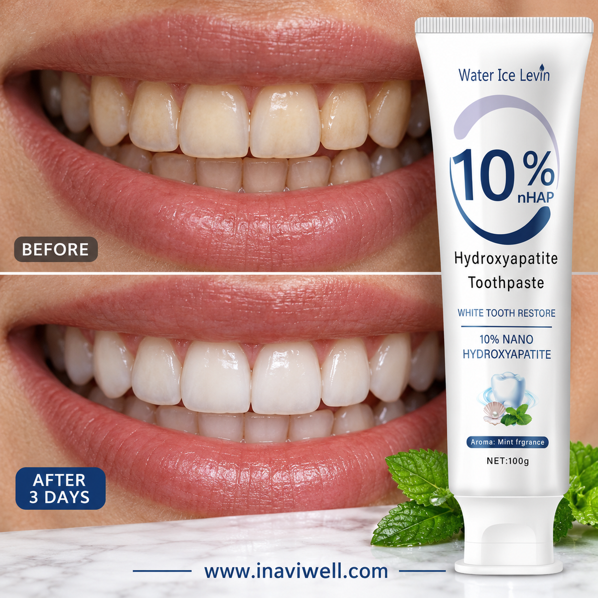 Water Ice Levin 10% Nano Hydroxyapatite Toothpaste | Fresh Mint 100g