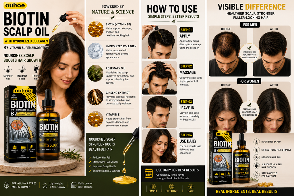 Biotin & Collagen Hair Oil – Rosemary & Ginseng Scalp Serum (30ml)