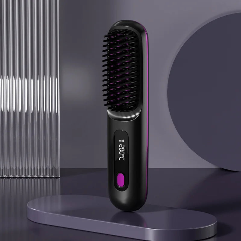 Wireless Hair Straightening Comb | Portable Negative Ion Straightener