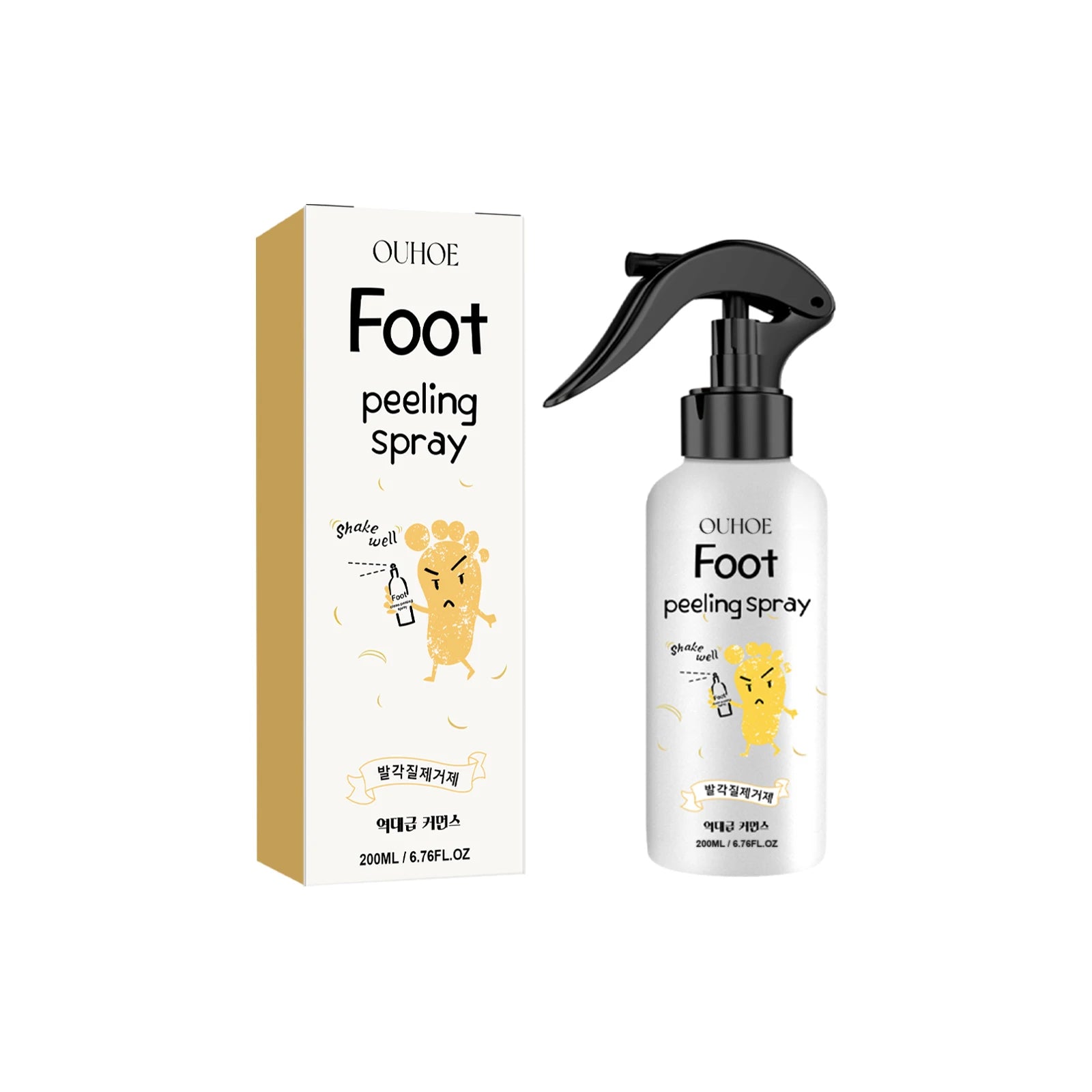 OUHOE Foot Exfoliating Spray 200ml – Callus Softener, Dry Cracked Heel Repair, 72H Moisture Lock & Odor Control Foot Care