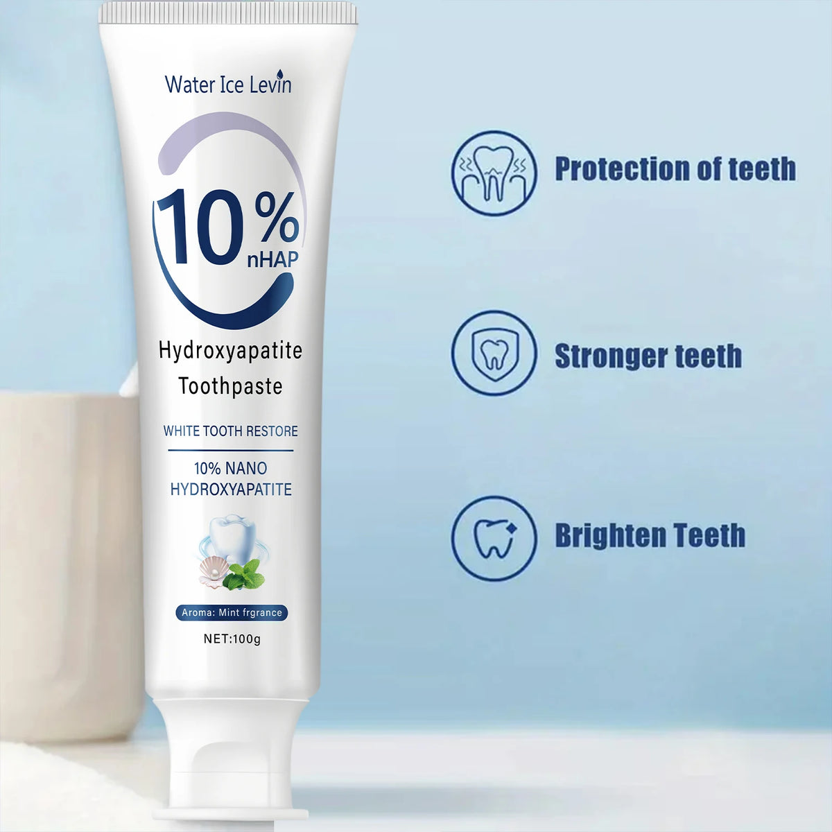 Water Ice Levin 10% Nano Hydroxyapatite Toothpaste | Fresh Mint 100g