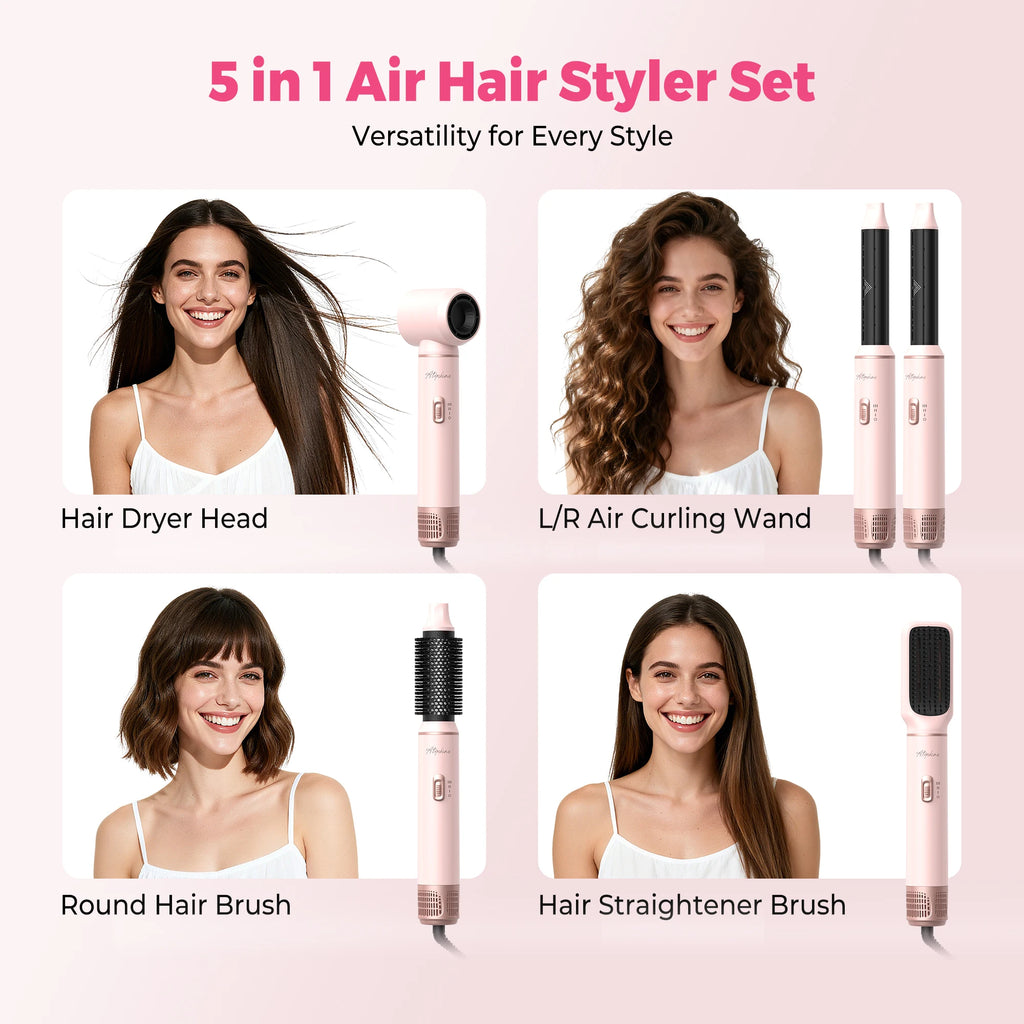 5-in-1 Hot Air Hair Styler | Dryer, Curler, Straightener & Volumizing Brush