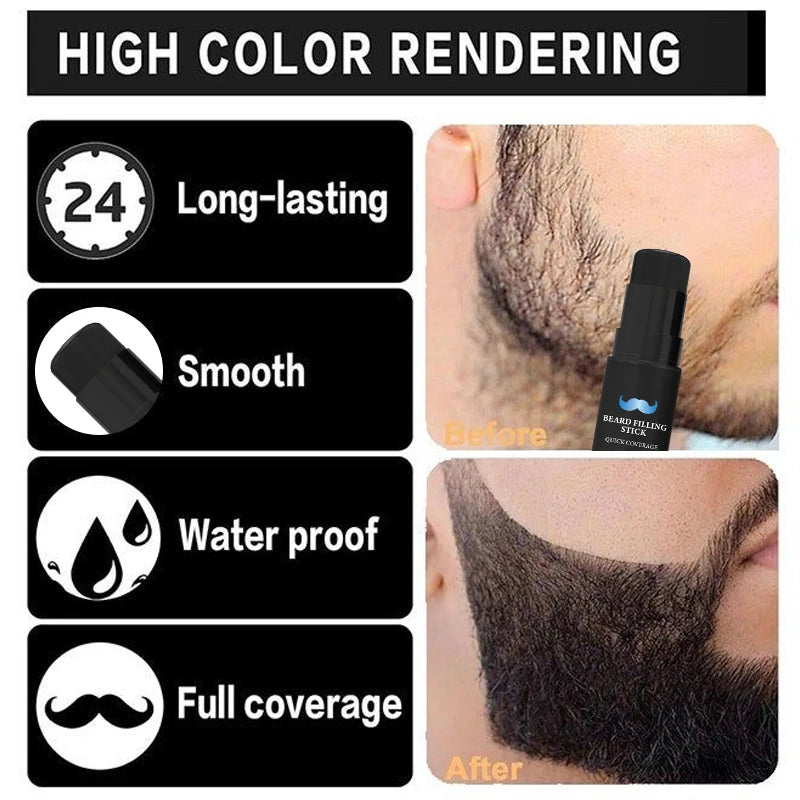 2-in-1 Beard Filler Pen with Brush – Natural-Looking Beard & Mustache Touch-Up | Long-Lasting | 7g