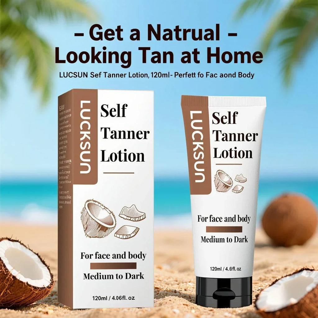 Natural Self-Tanning Lotion for Face & Body – Organic Formula with Aloe & Shea Butter | Medium to Dark Tan | 120ml