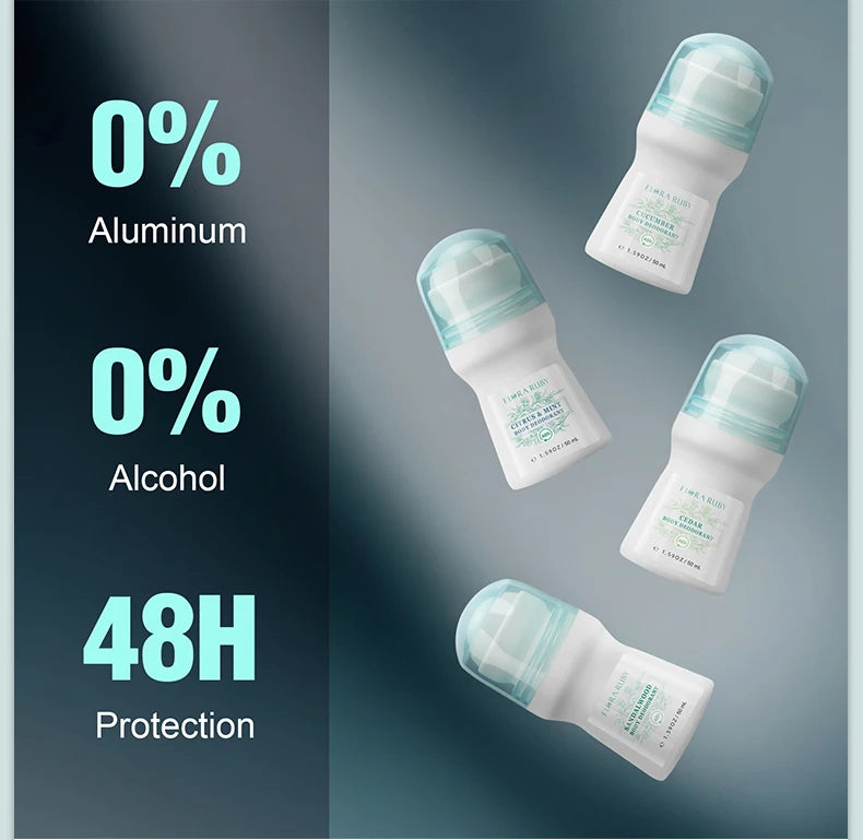 Flora Ruby Light Green Deodorant Roll-On – Aluminum-Free Long-Lasting Freshness for Men & Women
