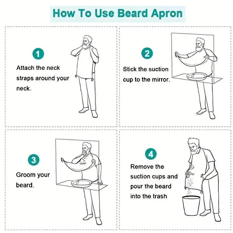 Beard Grooming Bib – Mess-Free Shaving Apron with Suction Cups for Easy Cleanup