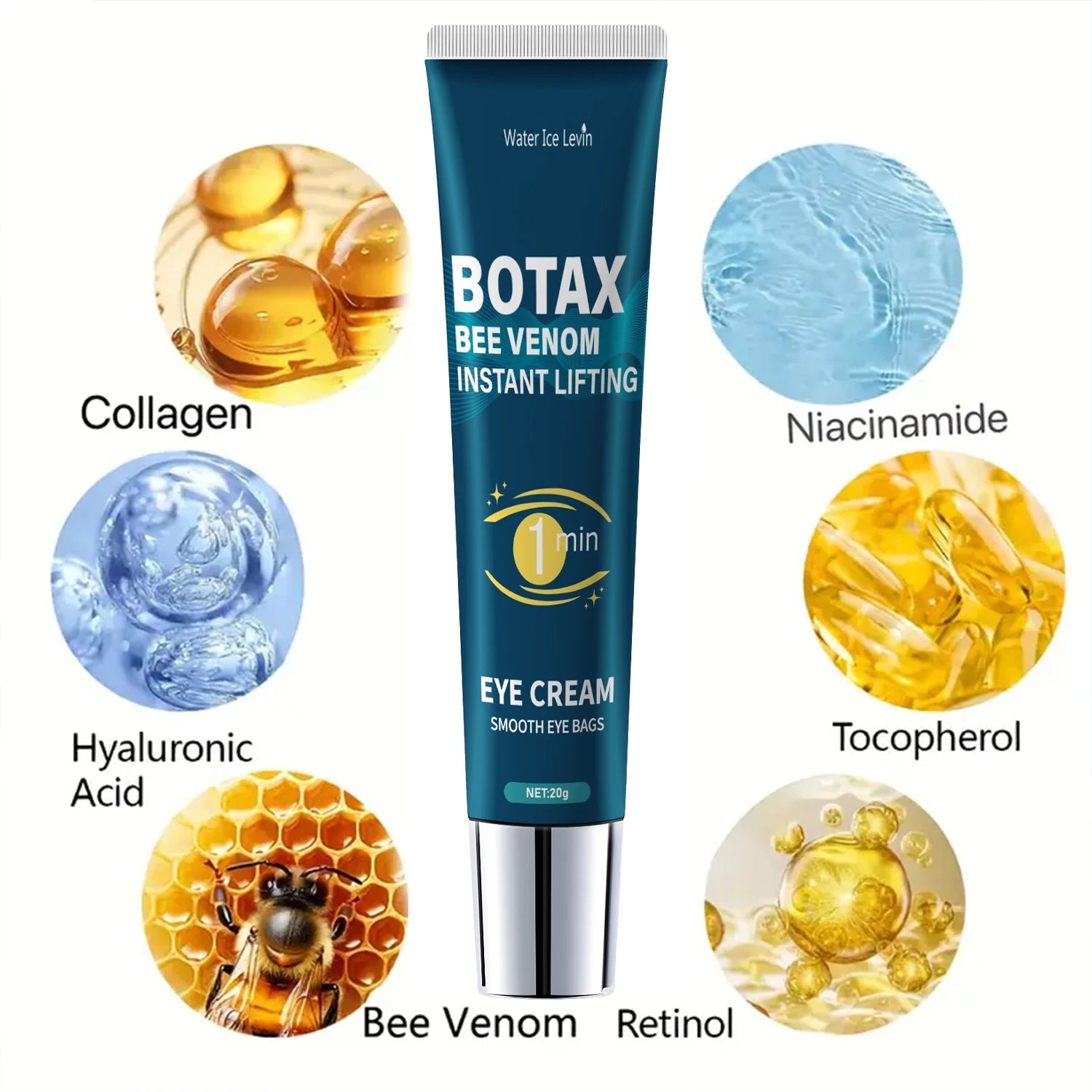 Eye Tightening Gel with Caffeine, Retinol & Hyaluronic Acid – Hydrating Anti-Aging Eye Cream | 20g