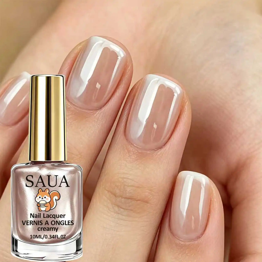 SAUA Champagne Pearl Nail Polish 10ml | Fast-Drying High-Gloss Finish