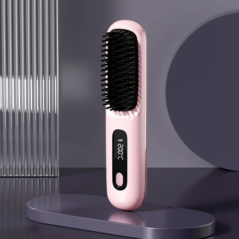 Wireless Hair Straightening Comb | Portable Negative Ion Straightener