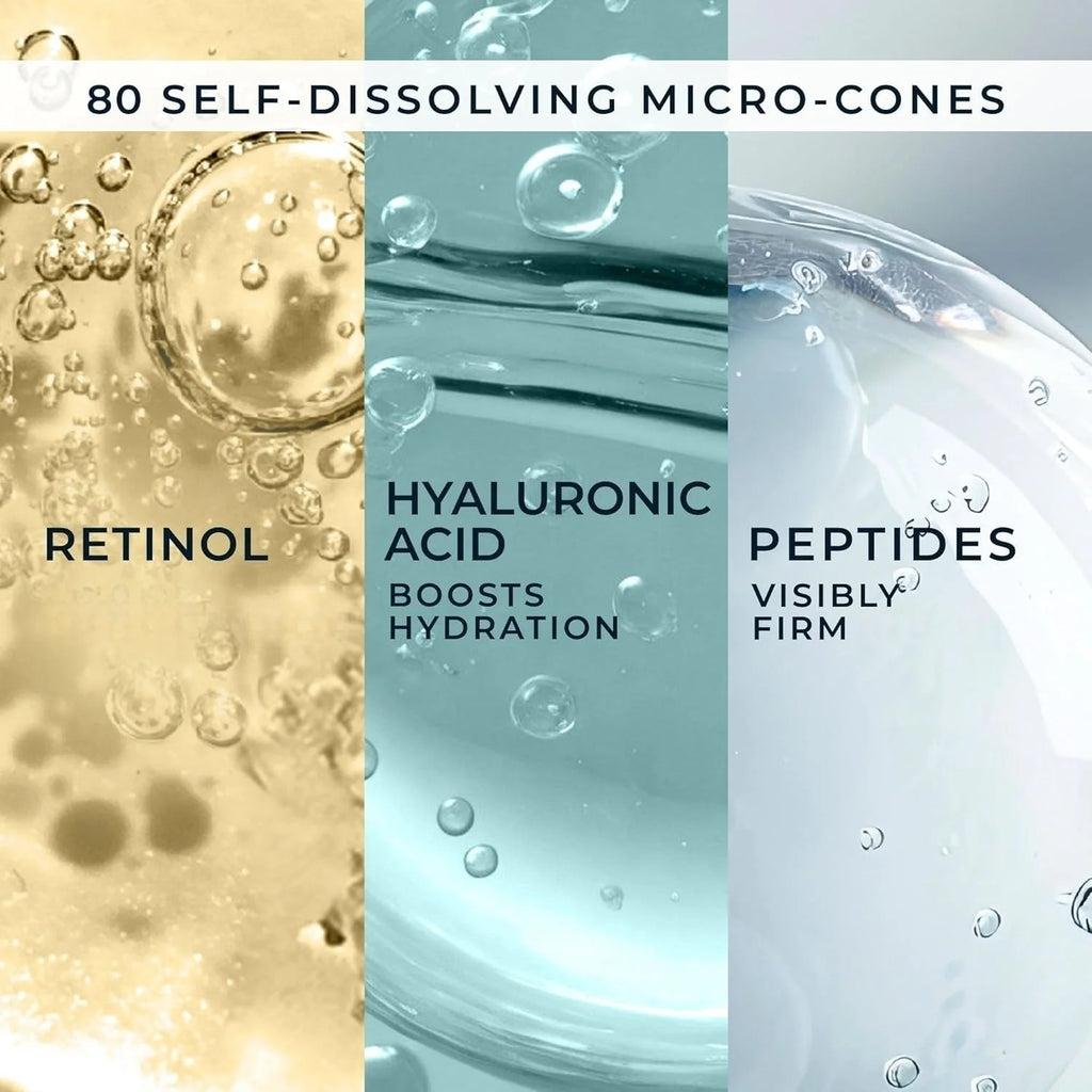 Retinol Microneedle Eye Patches with Hyaluronic Acid & Peptides – Firming Under-Eye Treatment (1 Pair)