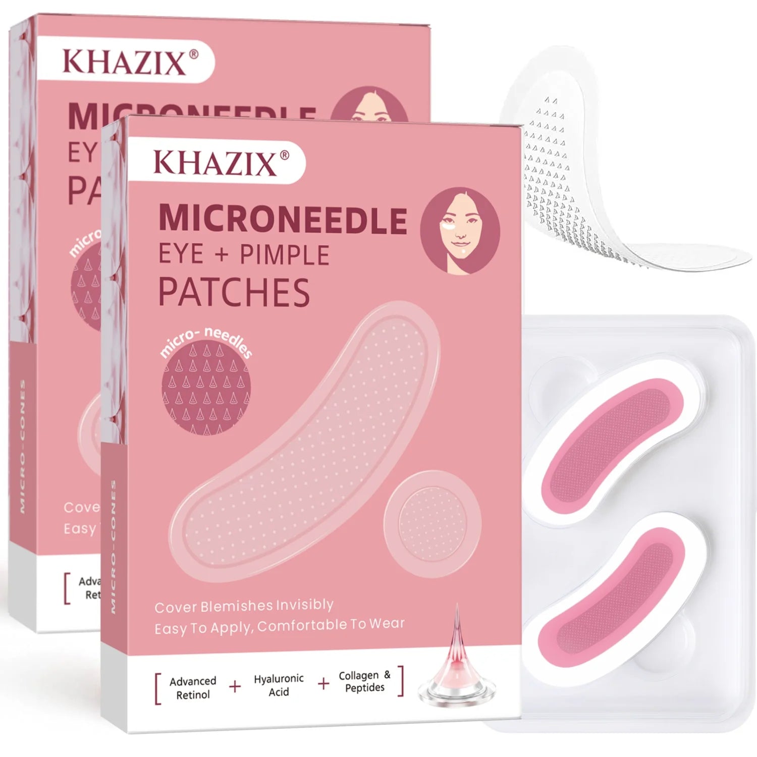 Retinol Microneedle Eye Patches with Hyaluronic Acid & Peptides – Firming Under-Eye Treatment (1 Pair)