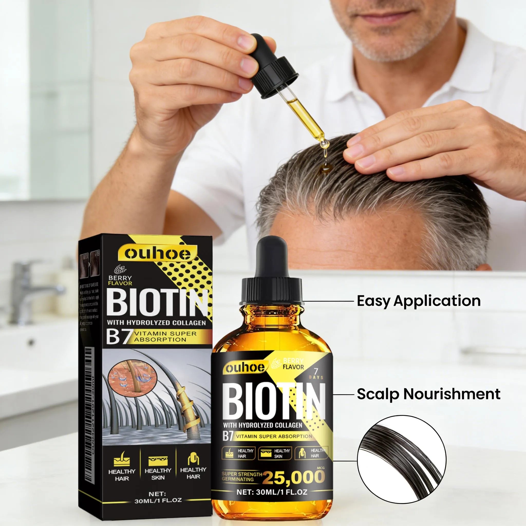 Biotin & Collagen Hair Oil – Rosemary & Ginseng Scalp Serum (30ml)