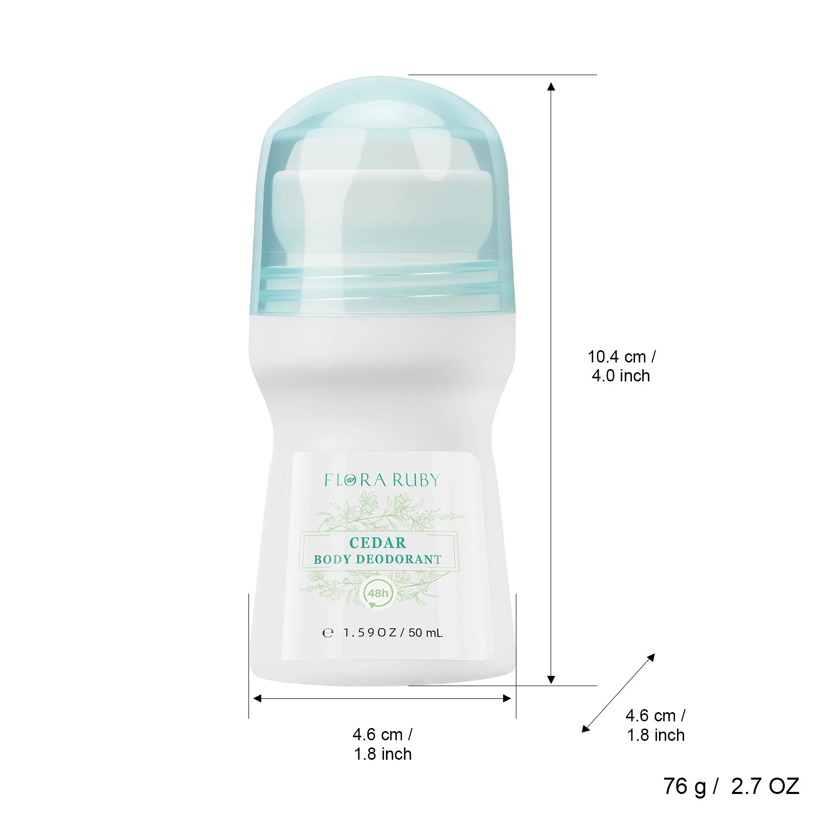 Flora Ruby Light Green Deodorant Roll-On – Aluminum-Free Long-Lasting Freshness for Men & Women