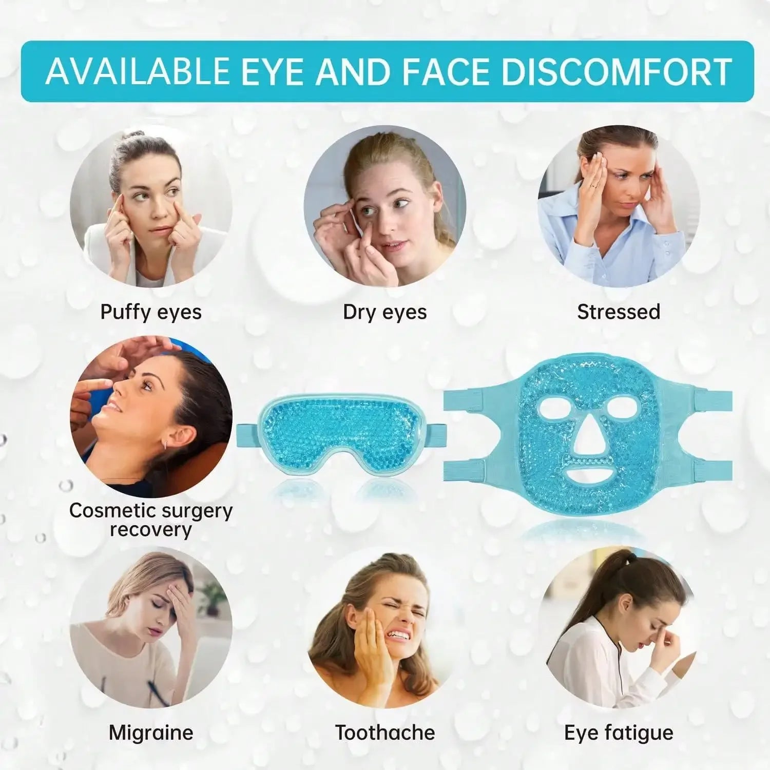 Cooling Gel Face & Eye Mask – Reusable Hot & Cold Therapy Mask for Face, Eyes & Spa Care
