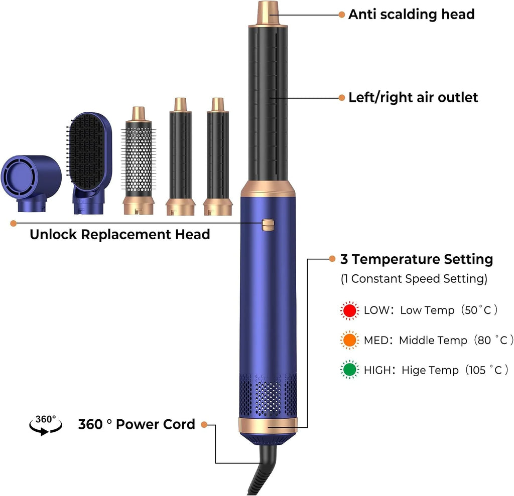 UKLISS 638 5-in-1 Hot Air Styling Brush Set | Dry, Curl, Straighten & Smooth