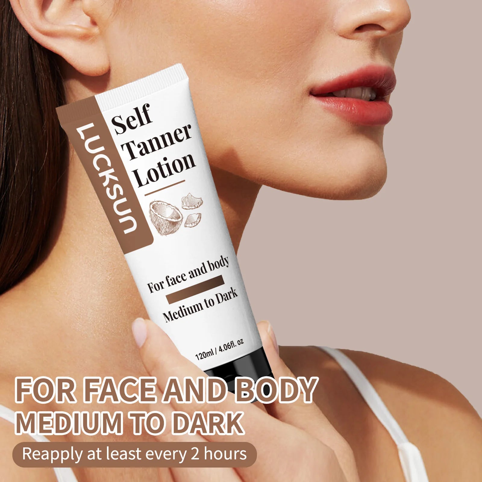 Natural Self-Tanning Lotion for Face & Body – Organic Formula with Aloe & Shea Butter | Medium to Dark Tan | 120ml