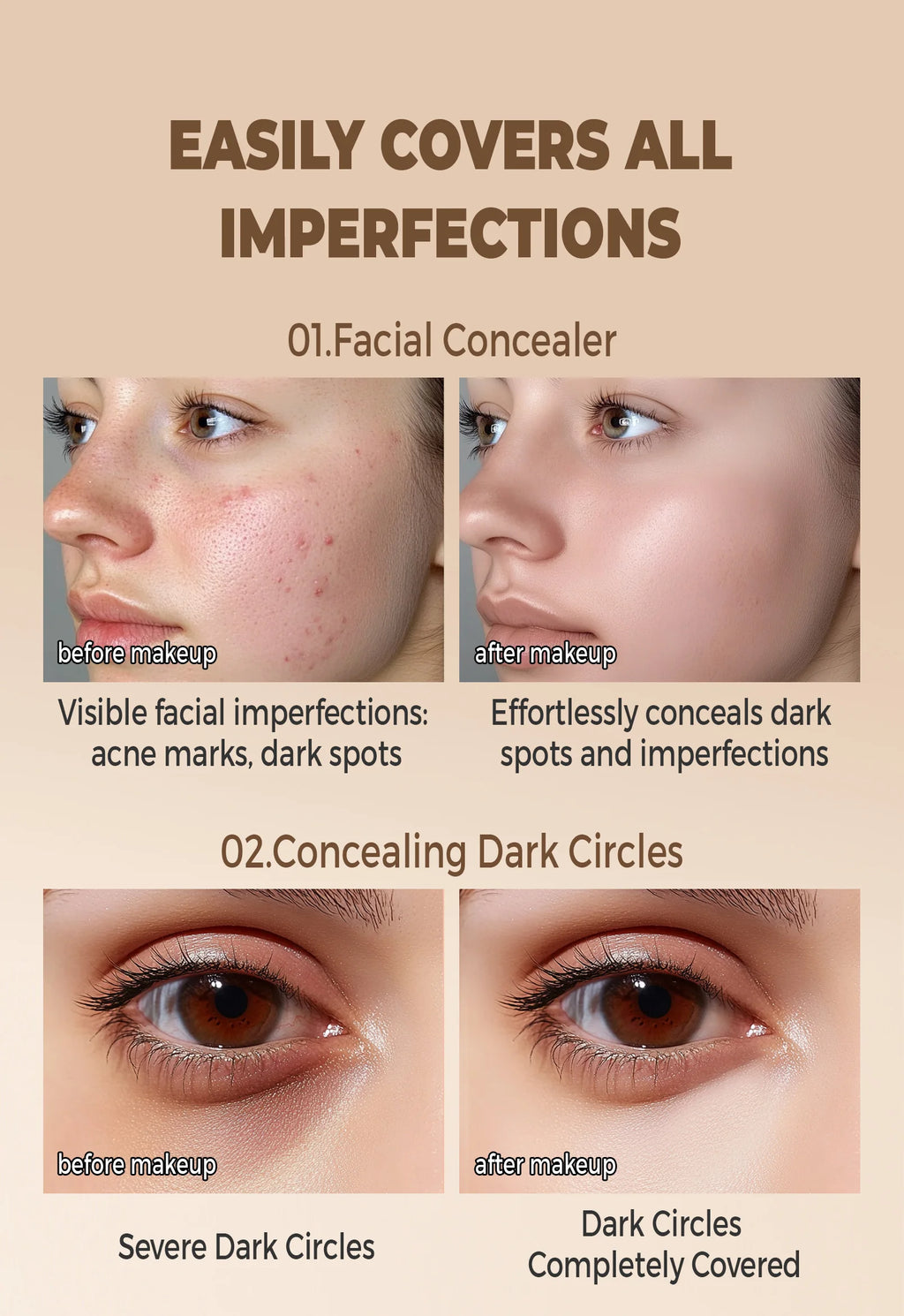 QIC Full Coverage Concealer Q527 | Tattoo & Scar Cover | Waterproof Finish