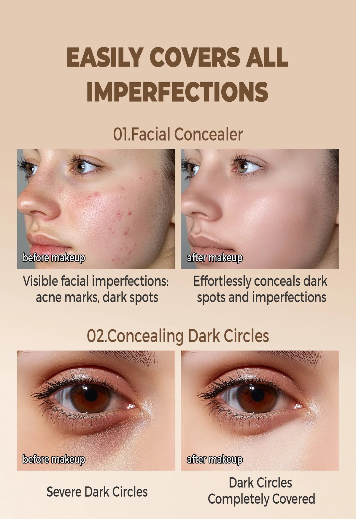QIC Full Coverage Concealer Q527 | Tattoo & Scar Cover | Waterproof Finish
