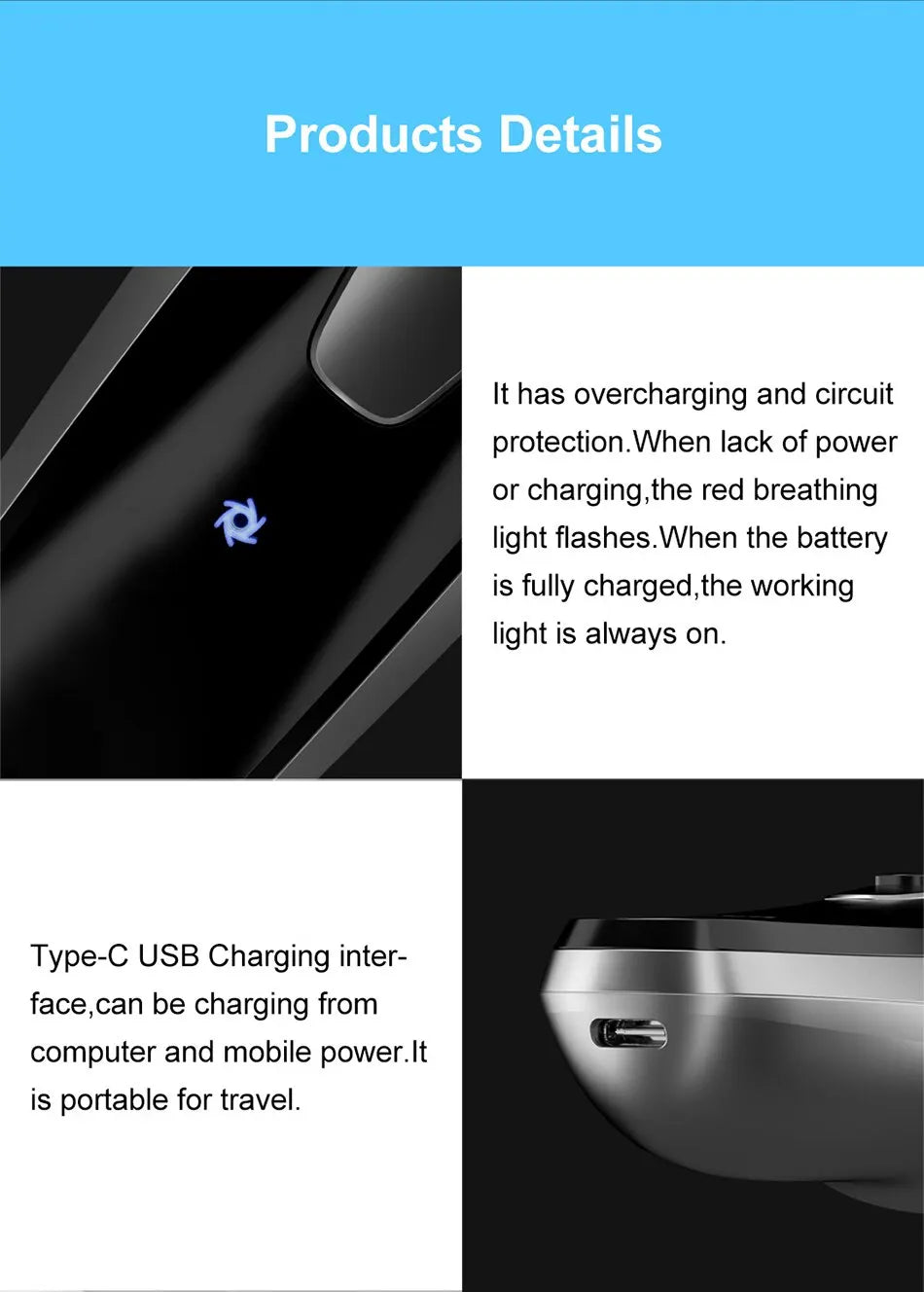 ENCHEN Blackstone Electric Rotary Shaver – 3D Floating Blades | USB Type-C Rechargeable Beard Trimmer
