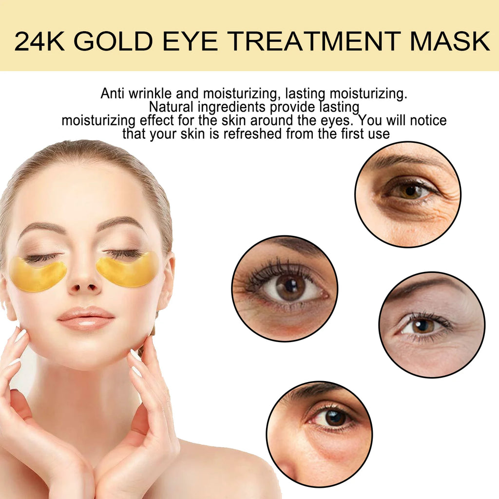 EELHOE 24K Gold Under Eye Patches – Collagen & Hyaluronic Acid Eye Masks for Dark Circles & Puffiness (60 Pcs)