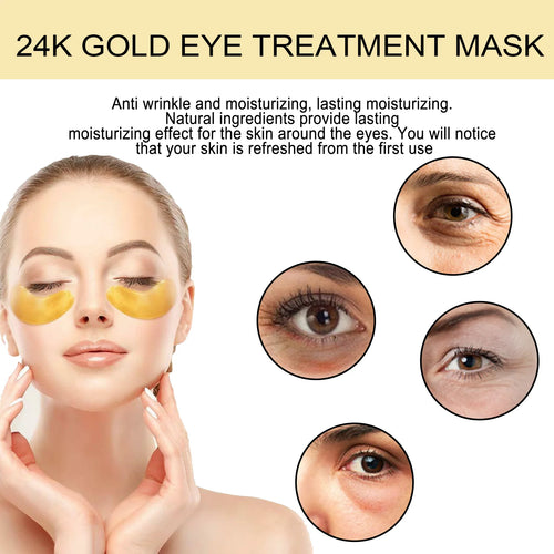 EELHOE 24K Gold Under Eye Patches – Collagen & Hyaluronic Acid Eye Masks for Dark Circles & Puffiness (60 Pcs)