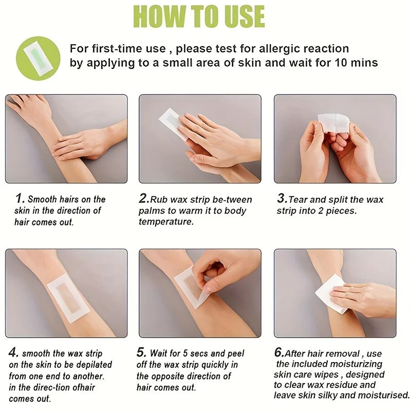 Professional Cold Wax Strips for Face & Body Hair Removal – Smooth & Easy Waxing | 6 / 10 / 20 Sticks