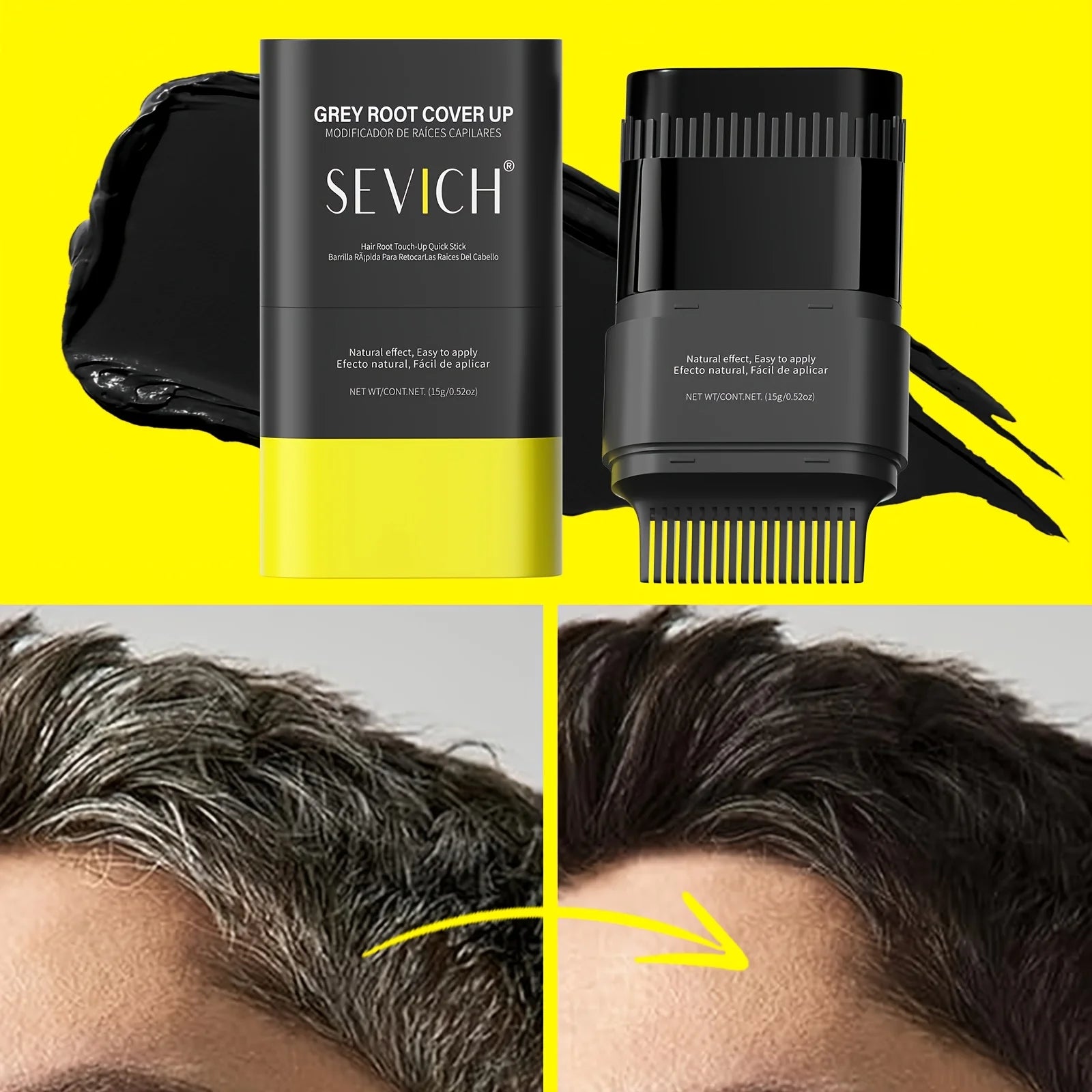 Hair Color Touch-Up Stick – Instant Gray Hair & Root Concealer for Men & Women | Waterproof | 15g
