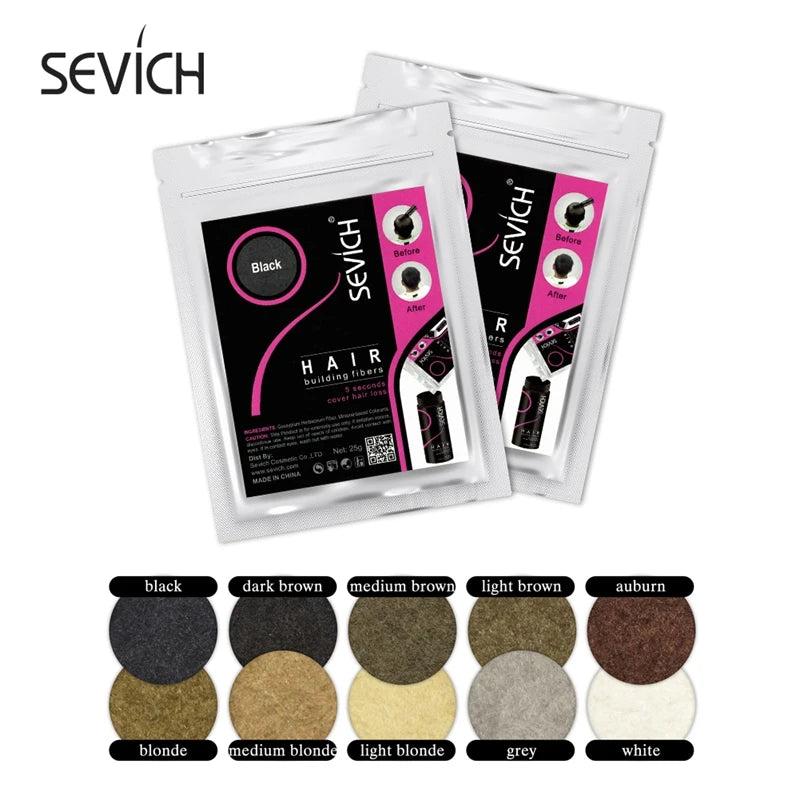 SEVICH 25g Hair Fibers Refill Bag Bald Extension Hair Growth Powder Salon Professional Hair Treatment Unisex Hair Loss Products