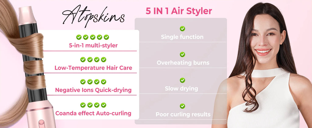 5-in-1 Hot Air Hair Styler | Dryer, Curler, Straightener & Volumizing Brush
