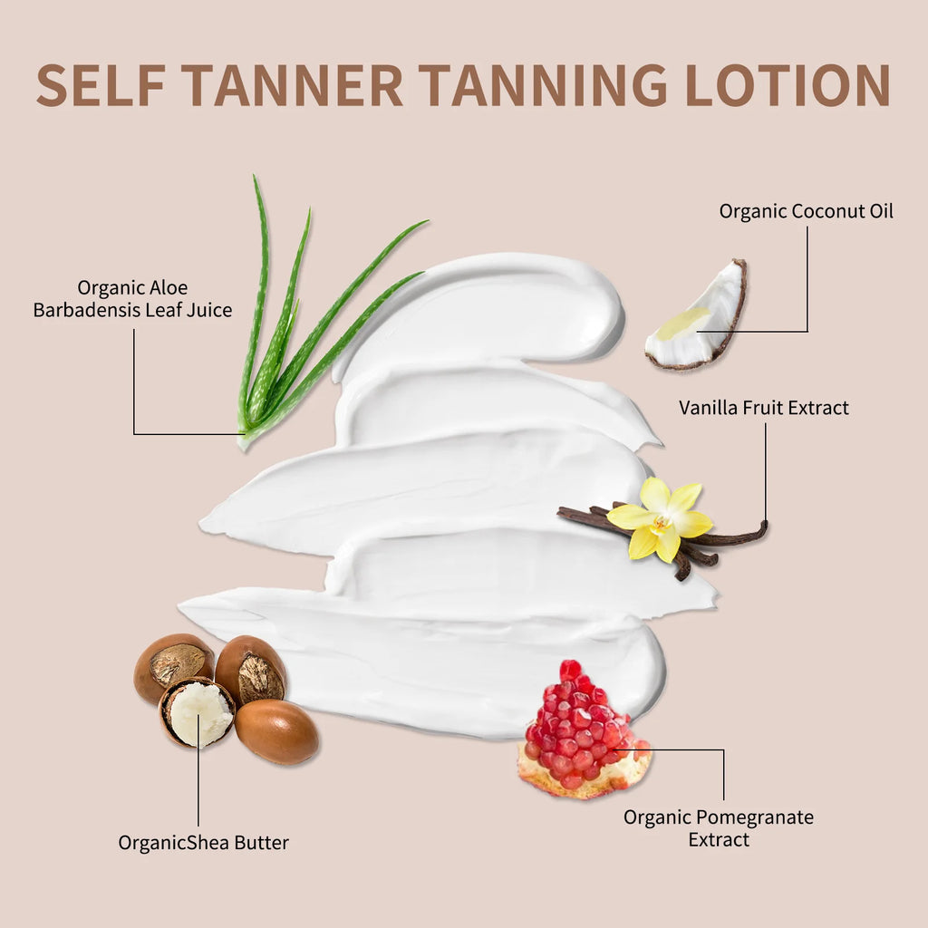 Natural Self-Tanning Lotion for Face & Body – Organic Formula with Aloe & Shea Butter | Medium to Dark Tan | 120ml