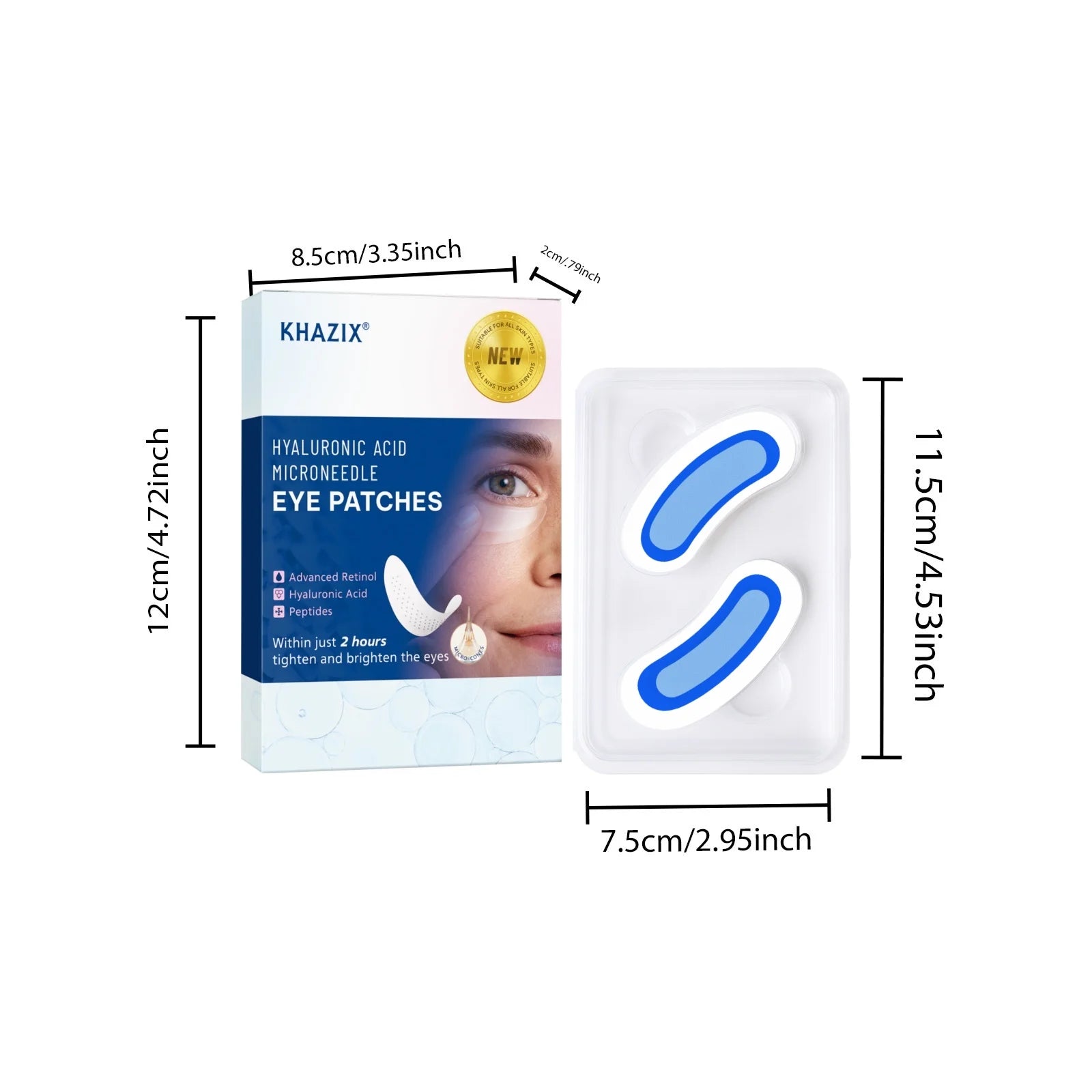 Retinol Microneedle Eye Patches with Hyaluronic Acid & Peptides – Firming Under-Eye Treatment (1 Pair)