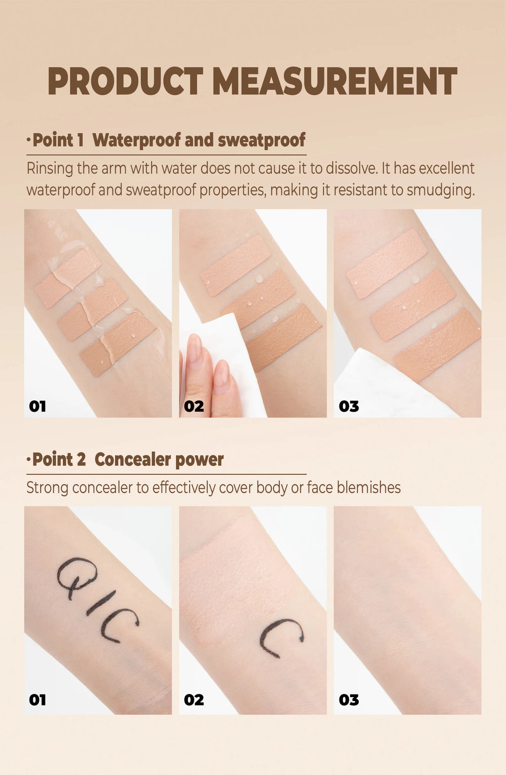 QIC Full Coverage Concealer Q527 | Tattoo & Scar Cover | Waterproof Finish