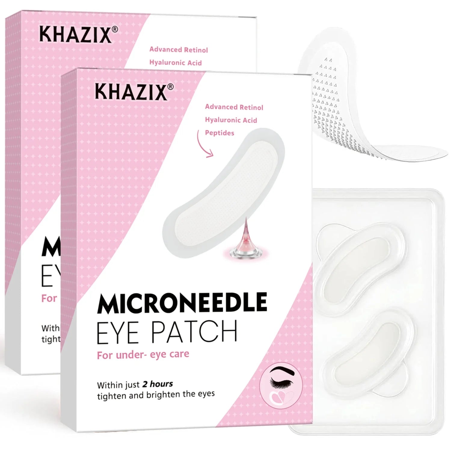 Retinol Microneedle Eye Patches with Hyaluronic Acid & Peptides – Firming Under-Eye Treatment (1 Pair)