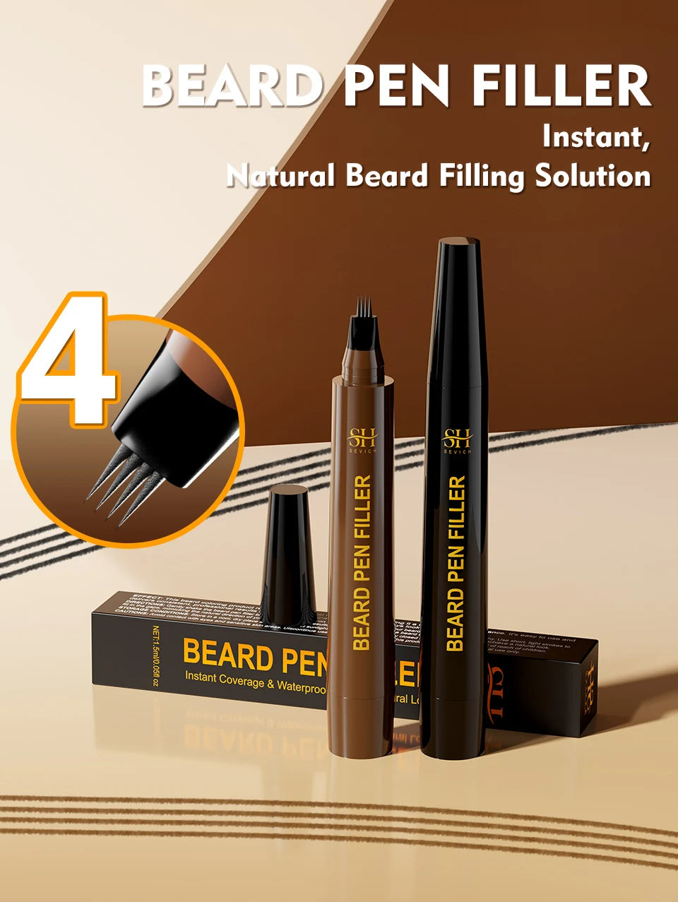 Sevich Waterproof Beard Filler Pen – Instant Beard & Mustache Touch-Up | Natural-Looking Coverage