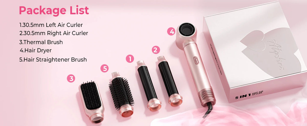 5-in-1 Hot Air Hair Styler | Dryer, Curler, Straightener & Volumizing Brush