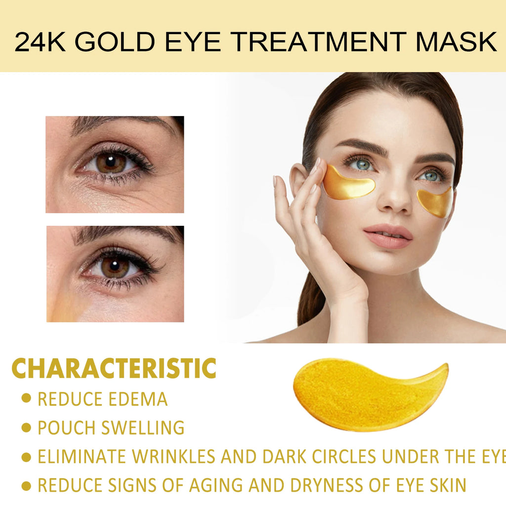 EELHOE 24K Gold Under Eye Patches – Collagen & Hyaluronic Acid Eye Masks for Dark Circles & Puffiness (60 Pcs)