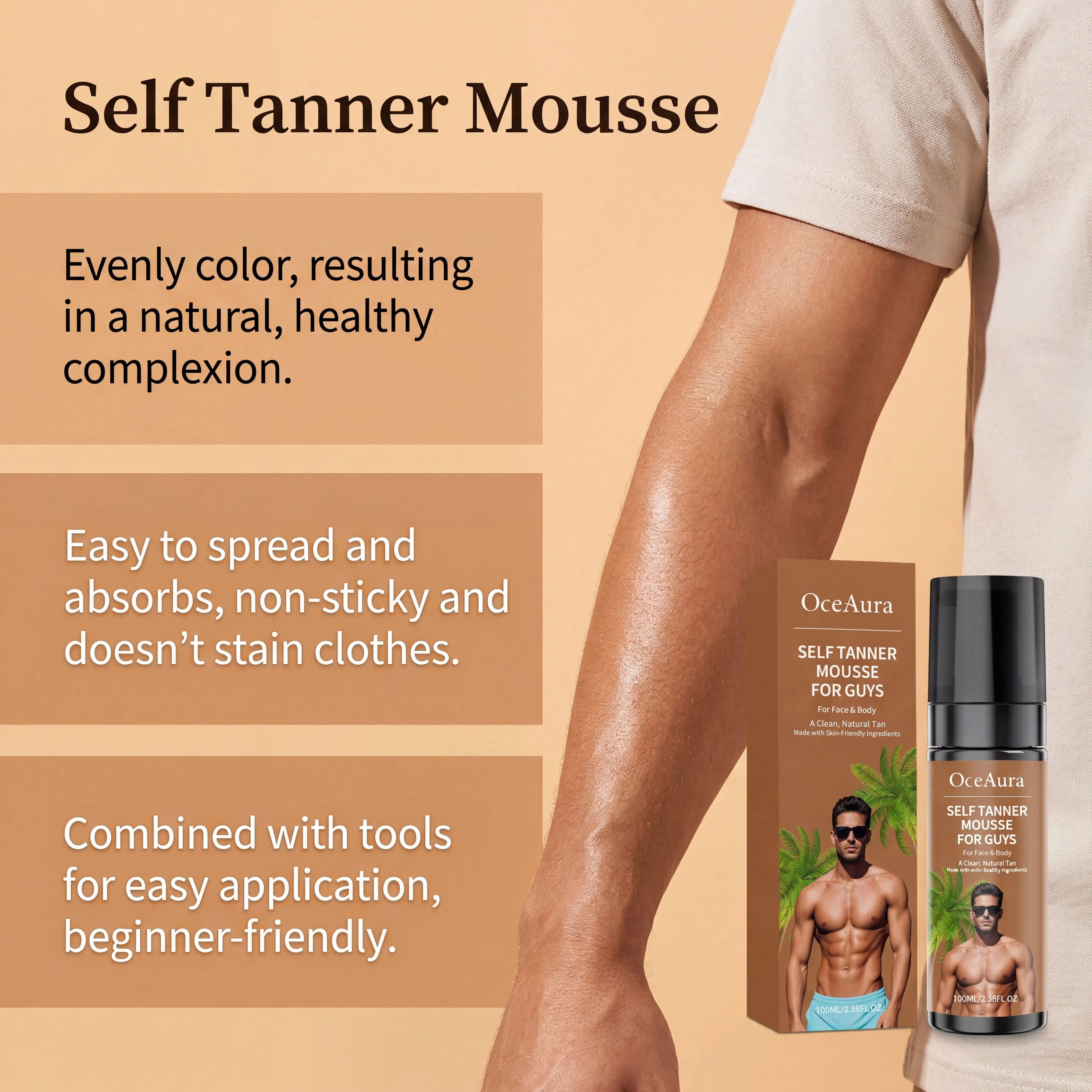 Self-Tanning Mousse – Natural Sunless Tan | Streak-Free & Quick-Drying | 100ml