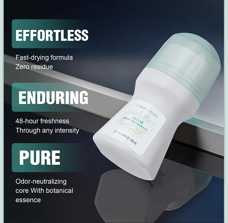 Flora Ruby Light Green Deodorant Roll-On – Aluminum-Free Long-Lasting Freshness for Men & Women