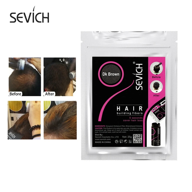 SEVICH 25g Hair Fibers Refill Bag Bald Extension Hair Growth Powder Salon Professional Hair Treatment Unisex Hair Loss Products