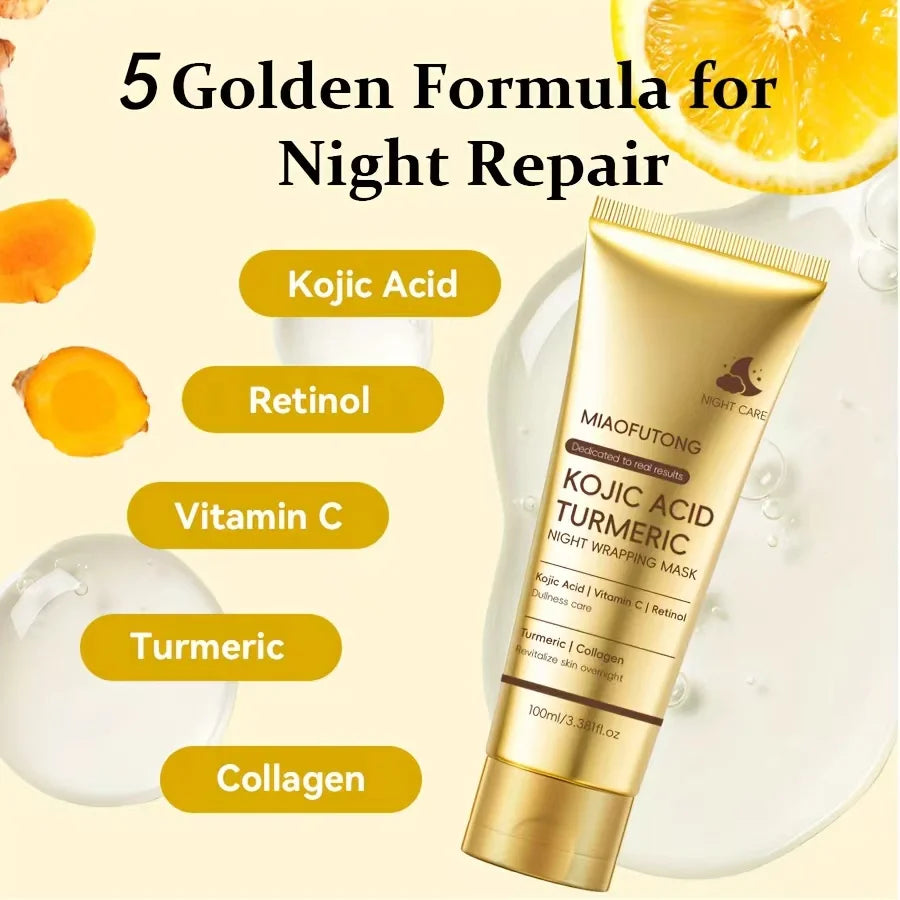 Kojic Acid & Turmeric Overnight Peel-Off Face Mask | Collagen Brightening Care 100ml