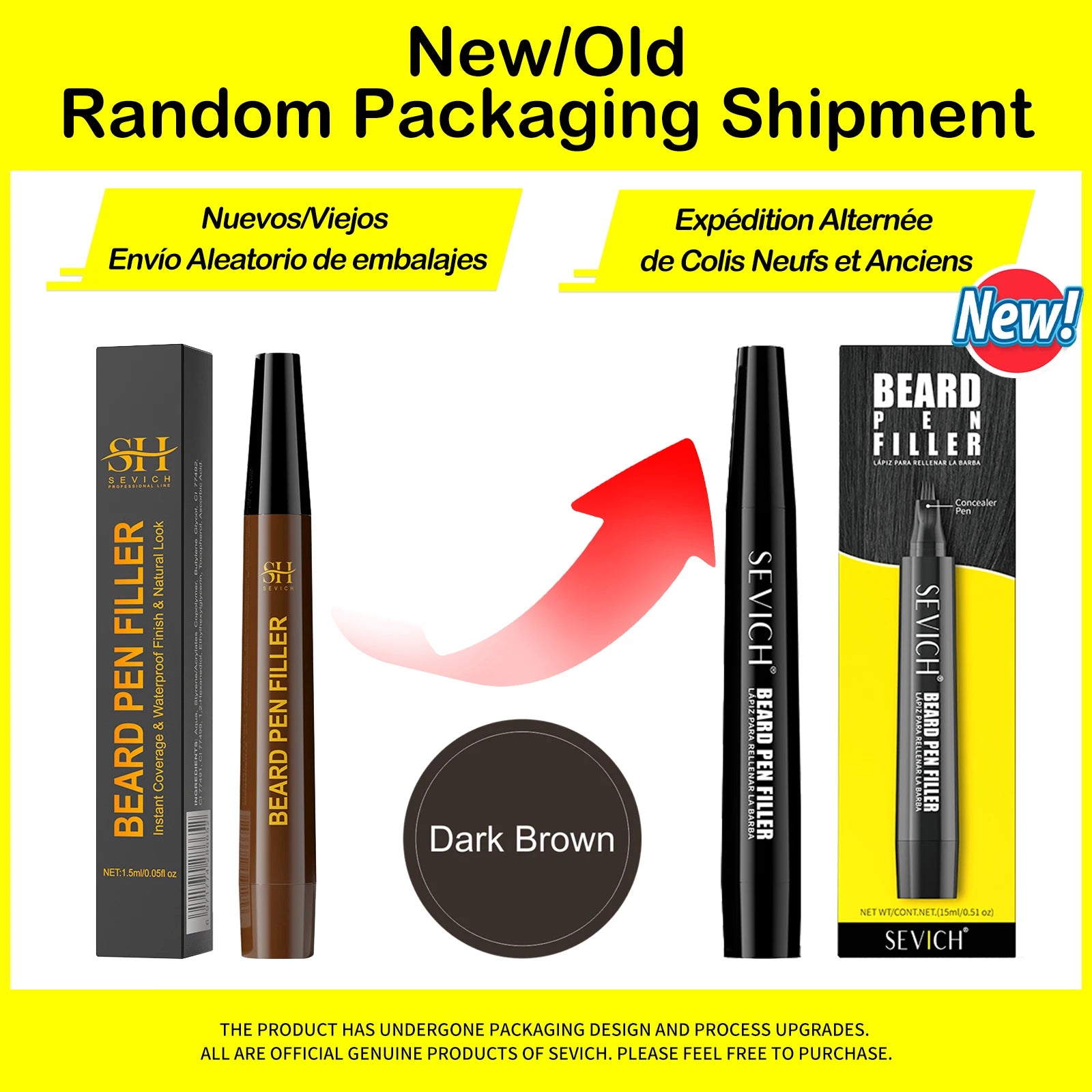 Sevich Waterproof Beard Filler Pen – Instant Beard & Mustache Touch-Up | Natural-Looking Coverage