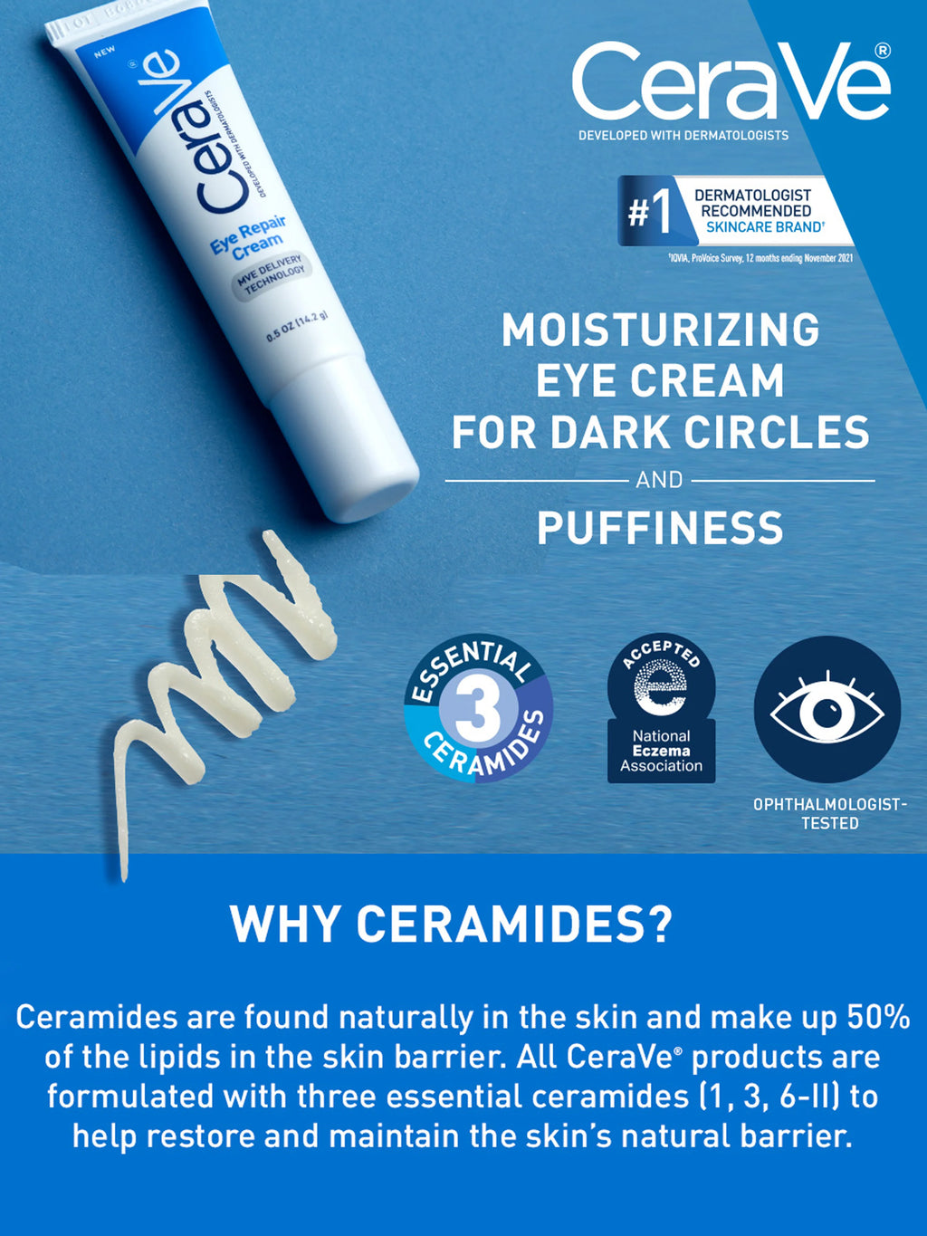 CeraVe Eye Repair Cream – Daily Under-Eye Hydration & Smoothing Care for All Skin Types
