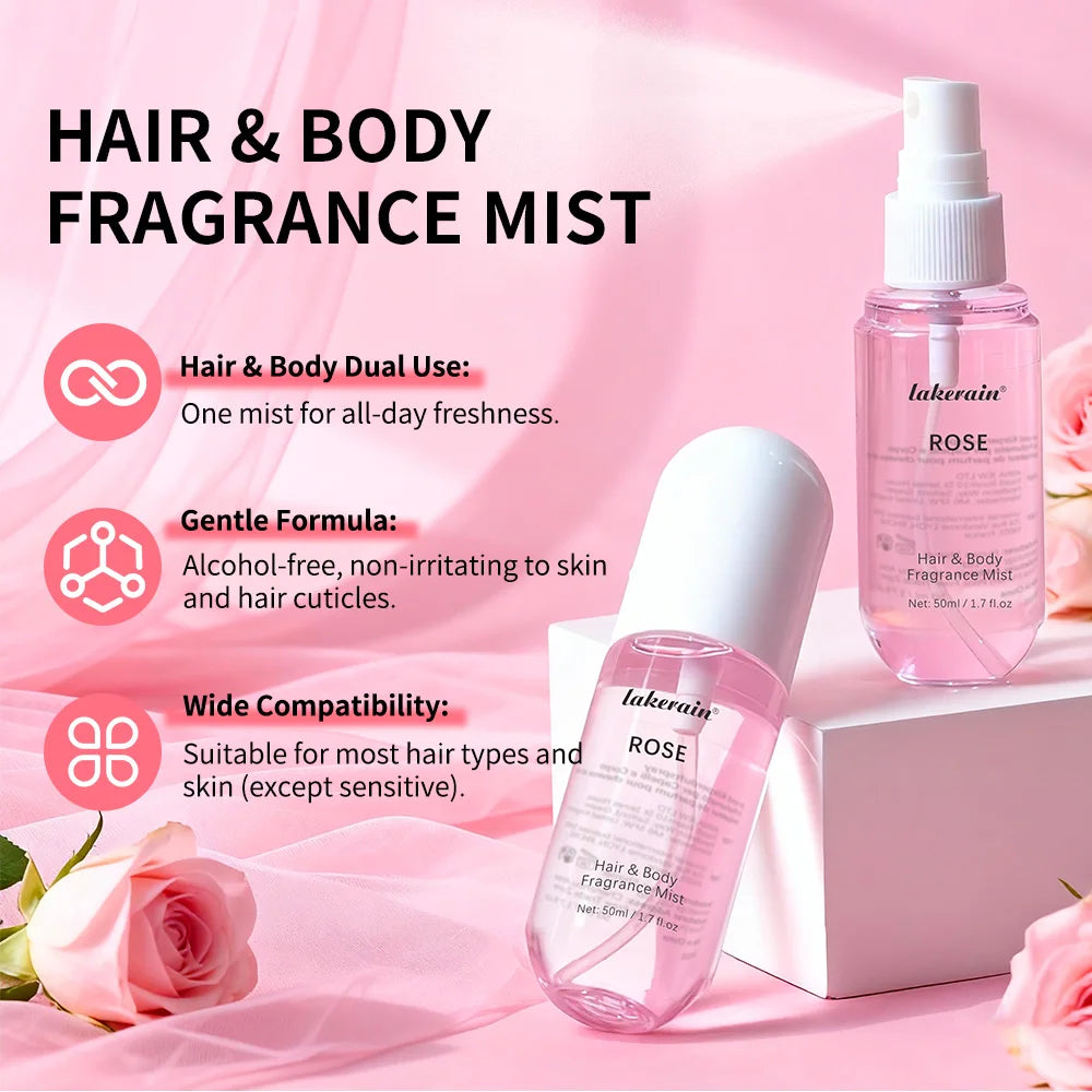Vanilla Rose Hair & Body Fragrance Mist – Long-Lasting Alcohol-Free Perfume Spray | 50ml