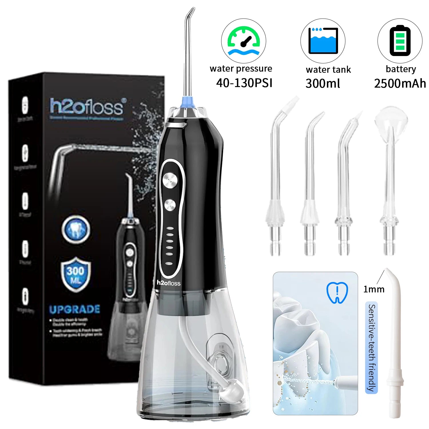 H2OFLOSS Cordless Water Flosser – Portable Oral Irrigator