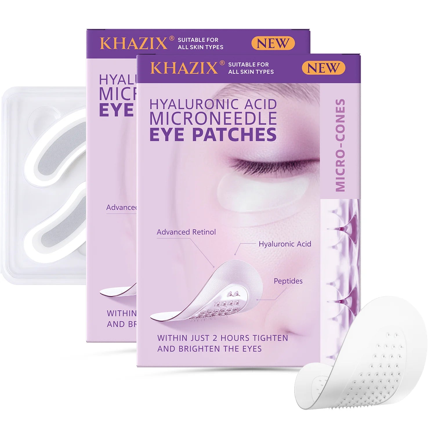 Retinol Microneedle Eye Patches with Hyaluronic Acid & Peptides – Firming Under-Eye Treatment (1 Pair)