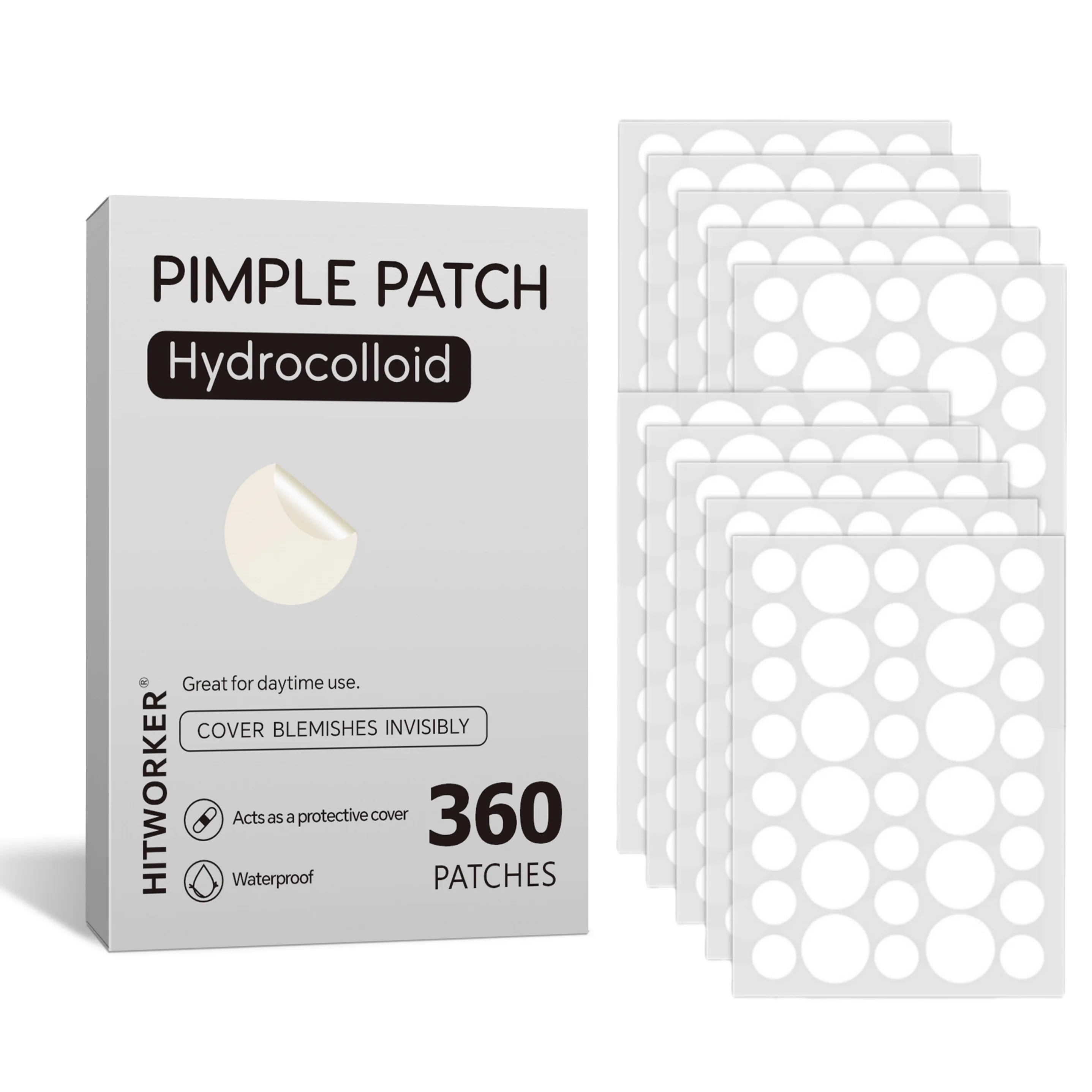 360PCS Invisible Hydrocolloid Acne Patches – Pimple Patch for Acne Treatment, Spot Healing, Absorbing & Protective Blemish Stickers for Face