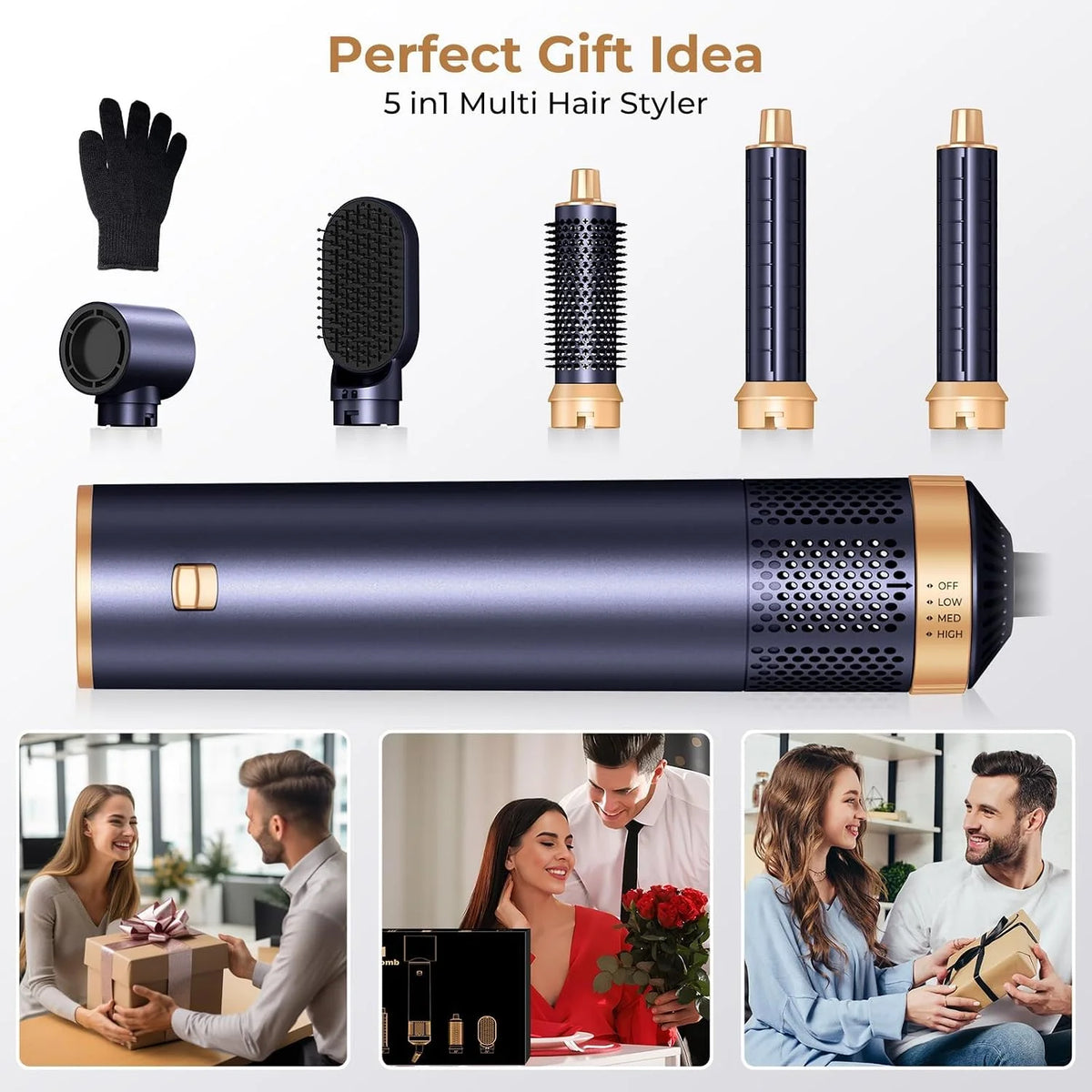 UKLISS 638 5-in-1 Hot Air Styling Brush Set | Dry, Curl, Straighten & Smooth