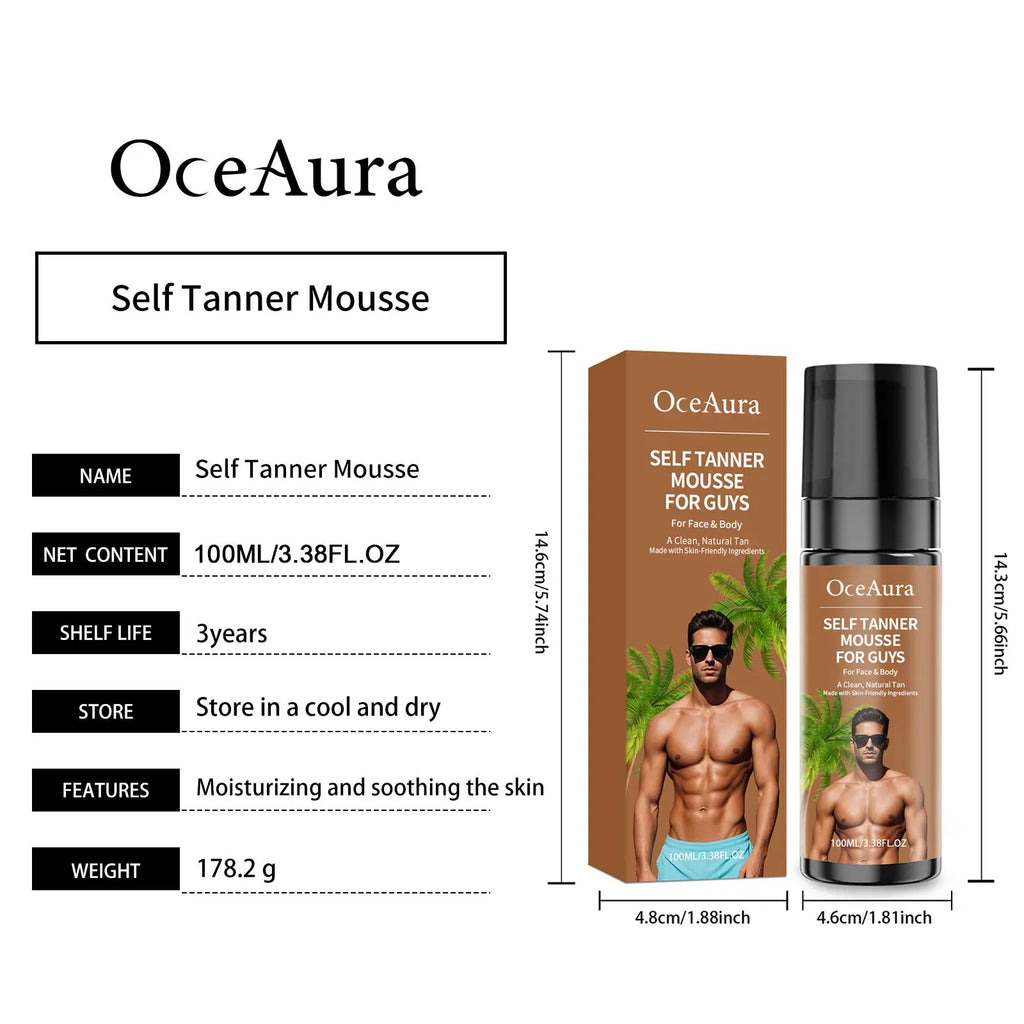 Self-Tanning Mousse – Natural Sunless Tan | Streak-Free & Quick-Drying | 100ml