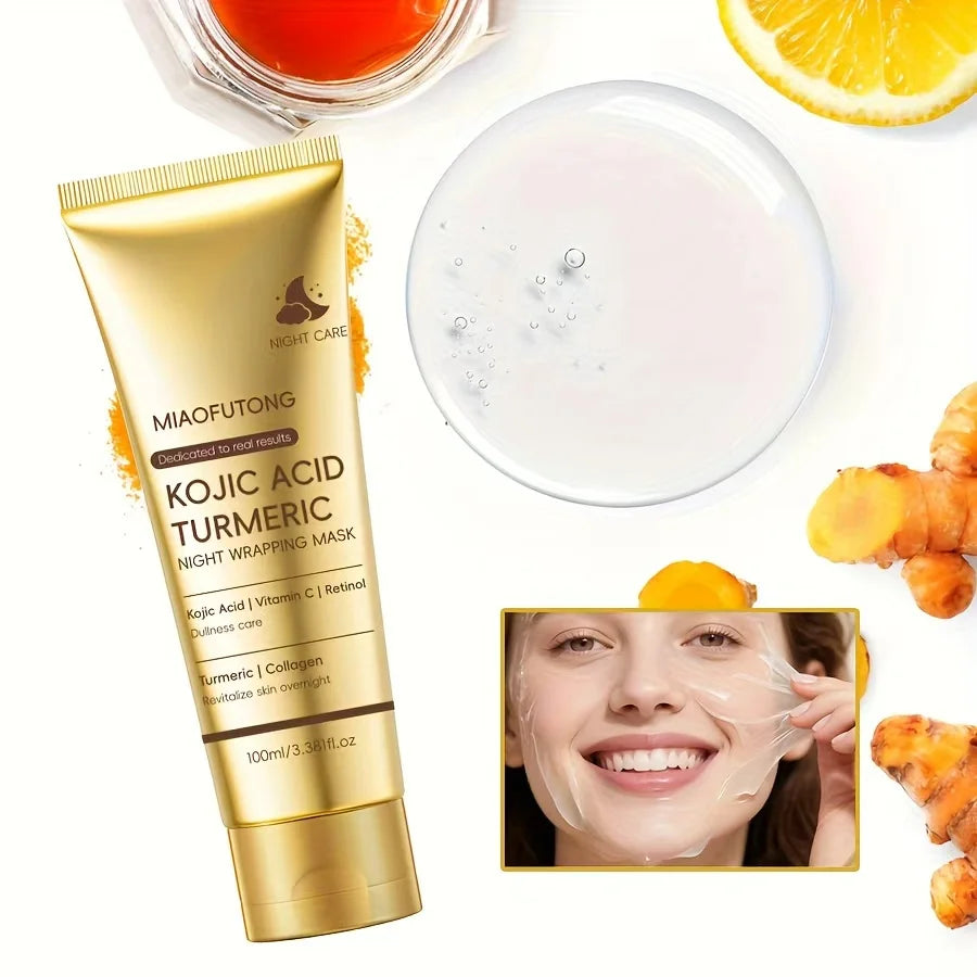 Kojic Acid & Turmeric Overnight Peel-Off Face Mask | Collagen Brightening Care 100ml