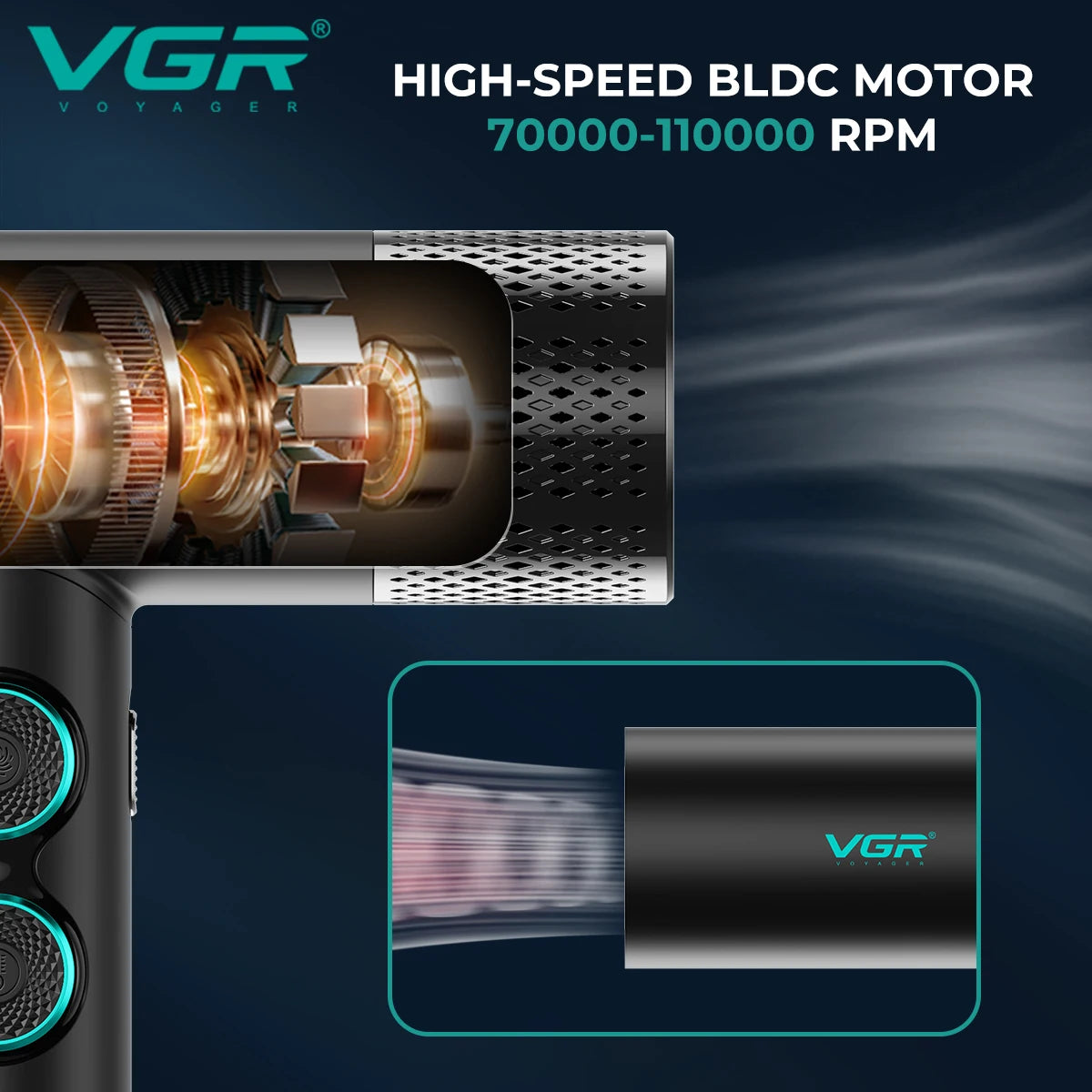 VGR Professional Hair Dryer V-401 | 110,000 RPM Brushless Motor